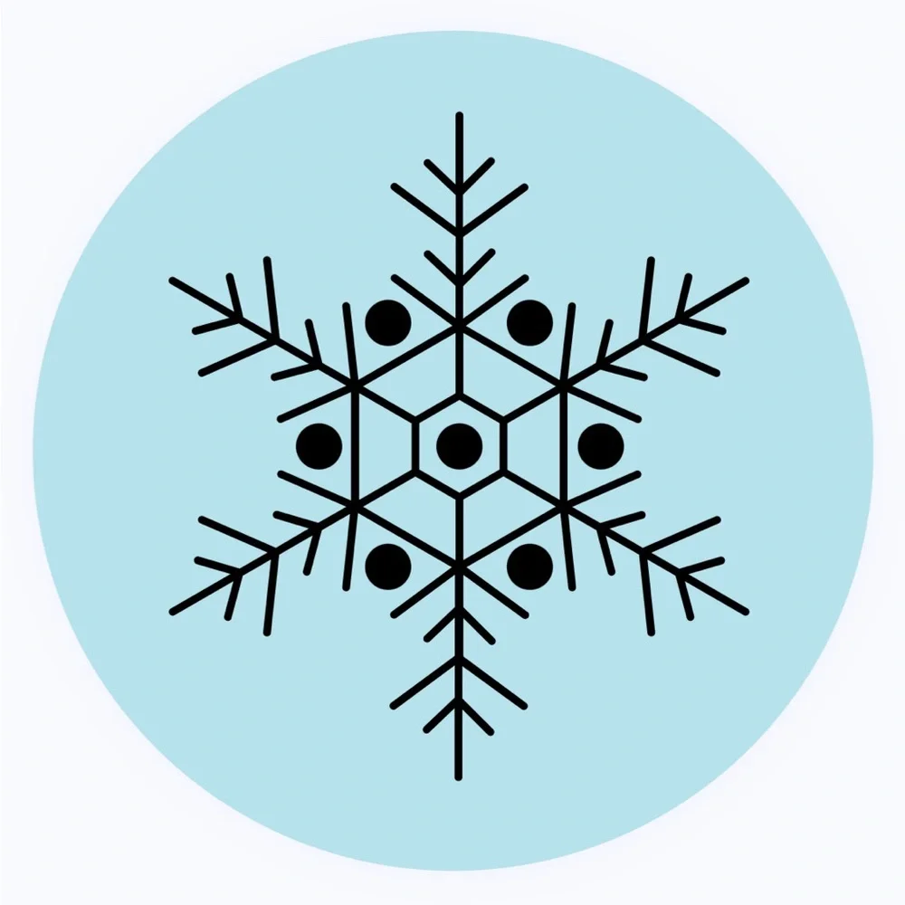 30 STICKERS - 2” ROUND - SNOWFLAKE